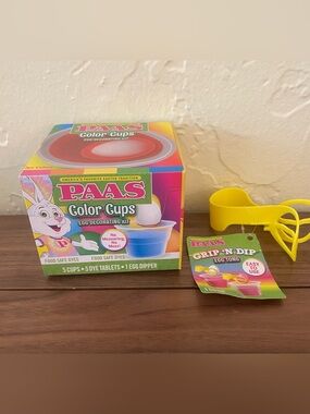 PAAS Easter Egg Decorating Kit Color Cups & Grip N Dip Egg Tong Bundle